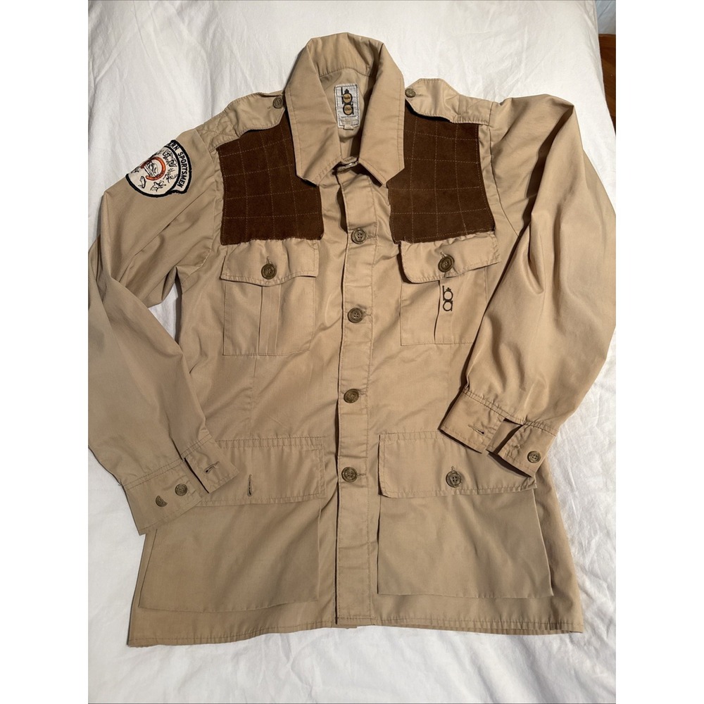 Vtg 70S Bob Allen Canvas Hunt Jacket shooting Shirt Western Sportsmen Patch 40